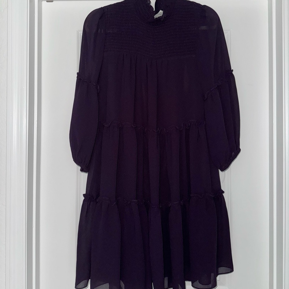 Elegant Purple Smocked Dress